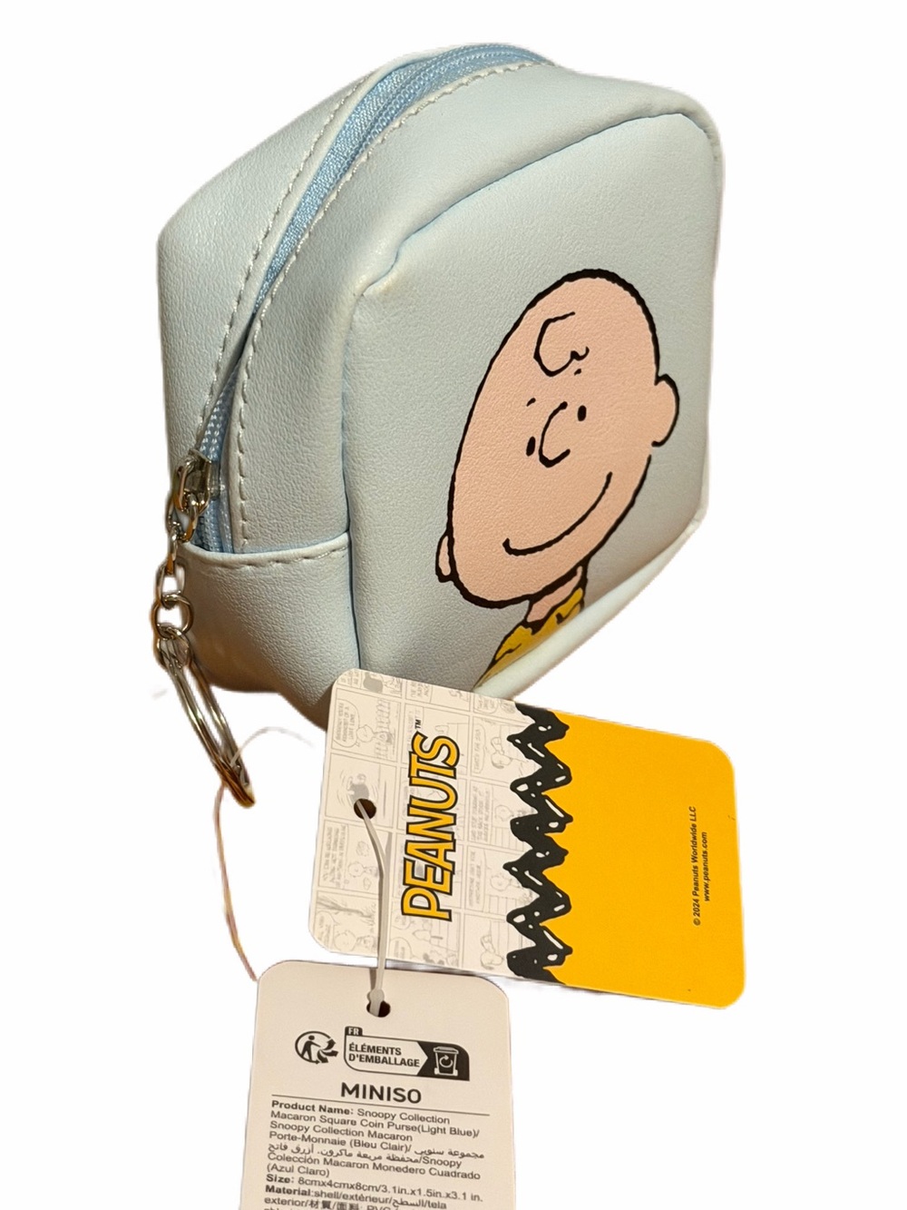 NWT -"PEANUTS" SMALL FAUX LEATHER POUCH KEY CHAIN THAT FULLY ZIPS CLOSE